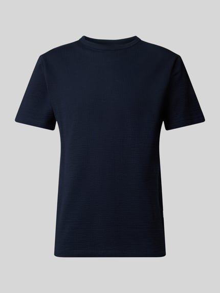 Selected T-Shirt mit geripptem Rundhalsausschnitt Modell 'SANDER' Marine 2