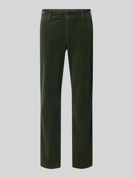 Christian Berg Men Straight fit corduroy broek met Franse steekzakken Flessengroen - 2