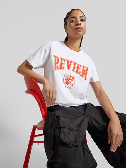 REVIEW T-Shirt mit Statement-Print Weiss 3