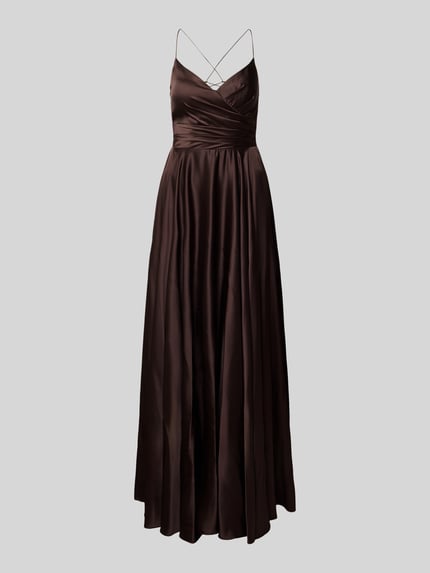 Hey Kyla Abendkleid aus Satin mit rückseitiger Schnürung Dunkelbraun 1