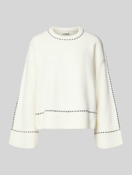 Neo Noir Relaxed Fit gebreide trui met wol-aandeel model 'Roeme' Offwhite - 2