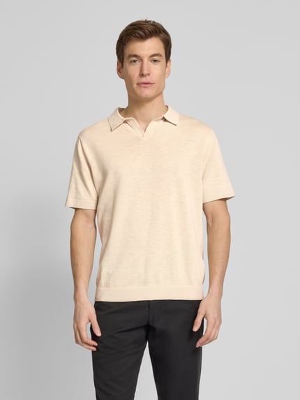 Selected Regular Fit Poloshirt aus Baumwoll-Leinen-Mix Modell 'MATTIS' Offwhite 4