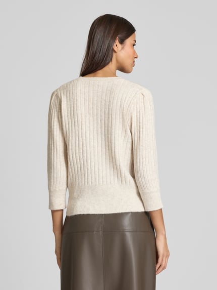 FREE/QUENT Gebreide pullover met structuurmotief, model 'HARA' Beige - 5