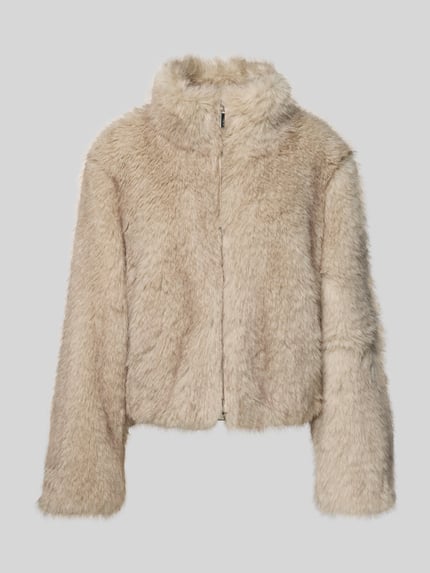 Marc Cain Jacke mit Kunstfellbesatz Taupe 2