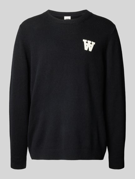 Wood Wood Strickpullover mit Stitching und Rundhalsausschnitt Modell 'Tay' Black 2