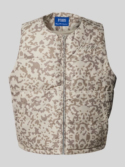 PEQUS Steppweste mit Label-Stitching Modell 'Aether' Taupe 2