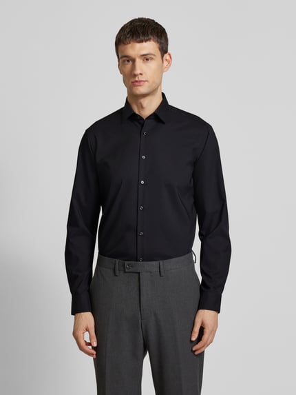 Jake*s Regular Fit Business-Hemd mit Knopfleiste Black 4