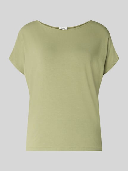 s.Oliver RED LABEL T-shirt o kroju loose fit z mieszanki wiskozy Khaki 2
