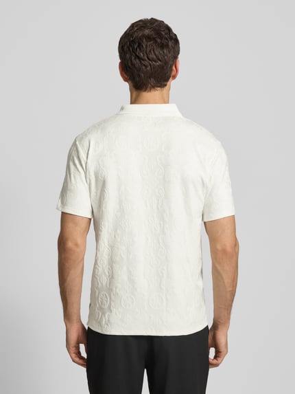GUESS Slim Fit Poloshirt in tonalem Allover-Look Weiss 5