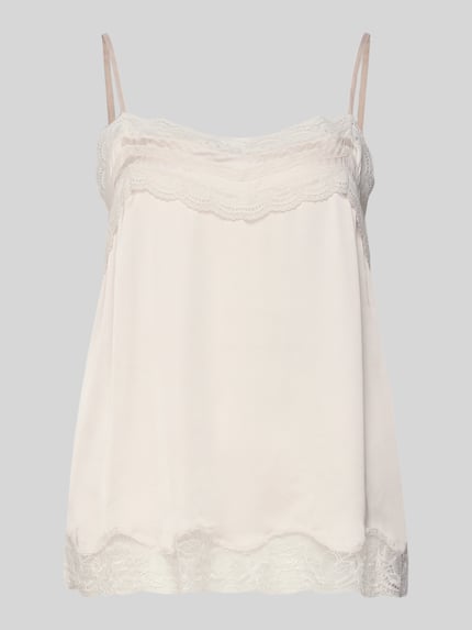 Regular Fit Blusentop mit Spitzenbesatz Shop The Look MANNEQUINE