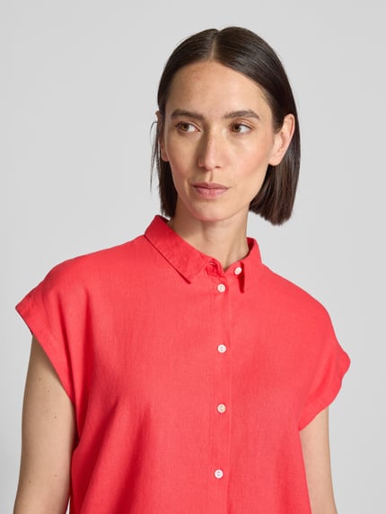 ICHI Regular Fit Bluse aus Leinen-Viskose-Mix mit Knopfleiste Pink 3