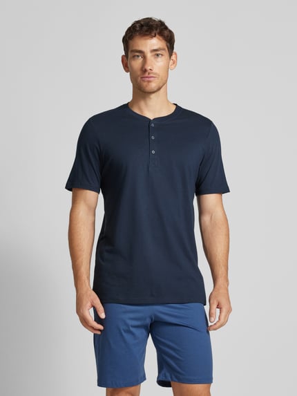 SCHIESSER T-Shirt mit kurzer Knopfleiste Dunkelblau 4