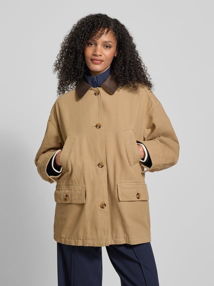 Jake*s Casual Parka z listwą guzikową i kieszeniami z patką Piaskowy 4