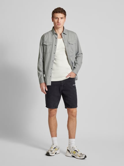 JACK & JONES Slim Fit Freizeithemd mit Kentkragen Modell 'ESHERIDAN' Hellgrau 1