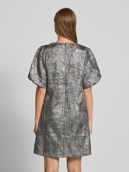 b.young mini-jurk met sierstrikapplicatie model 'Detona' Metallic zwart - 5
