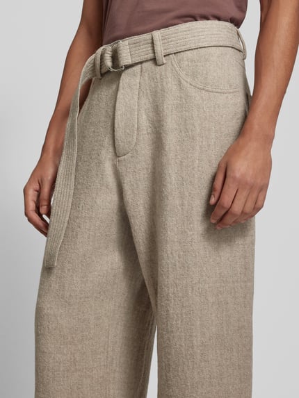 Nanushka Weite Stoffhose mit Taillengürtel Beige 3