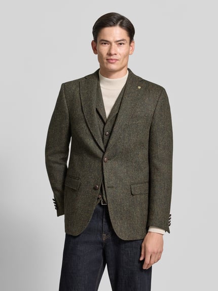 Carl Gross marynarka na 2 guziki o kroju slim fit z kieszeniami z patką model 'Theo' Zielony 4