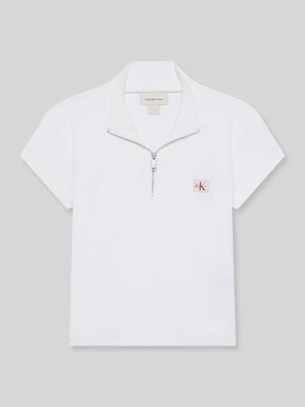 Calvin Klein Jeans Slim Fit cropped T-Shirt aus Baumwoll-Mix Weiss 2