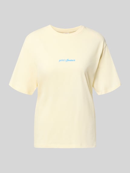 Selected krój regular fit t-shirt z czystej bawełny model 'VIGGA' Jasnożółty 2