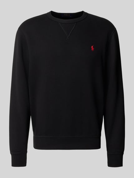 Produktfoto, Regular Fit Sweatshirt aus Baumwoll-Mix von Polo Ralph Lauren in Schwarz mit rotem Logo, glatte Textur, schlichte Form