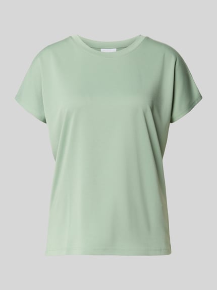 Produktfoto, T-Shirt aus Modal-Mix mit Rundhalsausschnitt von Jake*s Collection in hellem Mintgrün, glatte Oberfläche, Regular Fit, Rückenlänge 58 cm.