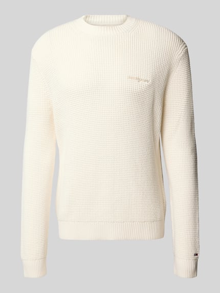 Tommy Jeans Regular Fit Strickpullover aus reiner Baumwolle Offwhite 2