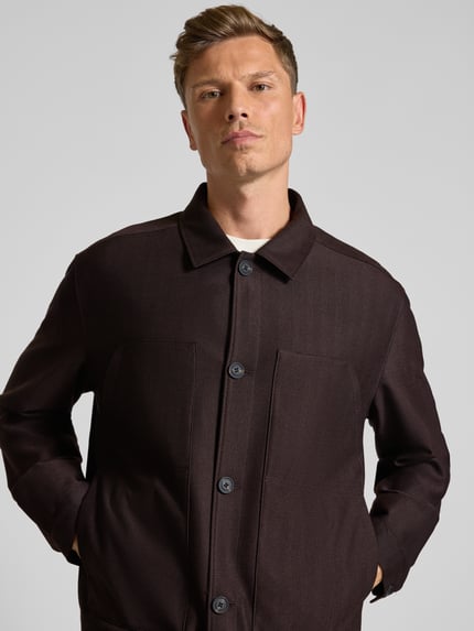 HUGO Slim Fit Hemdjacke mit Schurwoll-Anteil Mittelbraun 3