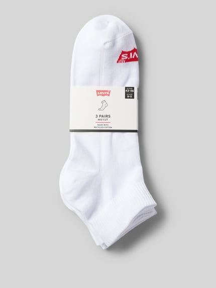 Levi's® Socken mit Label-Detail Modell 'MID CUT BATWING LOGO' im 3er-Pack Weiss 3