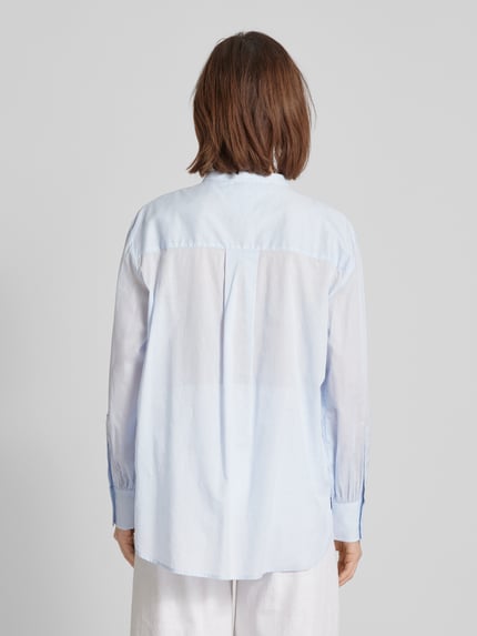 Tommy Hilfiger Bluzka koszulowa o kroju easy fit z kieszenią na piersi model ‘COTTON VOILE’ Jasnoniebieski 5