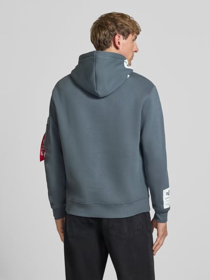 Alpha Industries Regular Fit Hoodie aus Baumwoll-Mix mit Label-Patch Hellblau 5