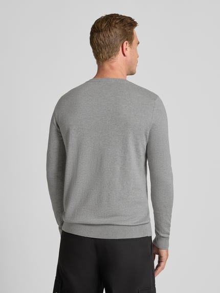 Selected Regular fit gebreide pullover van puur katoen, model 'BERG' Lichtgrijs gemêleerd - 5