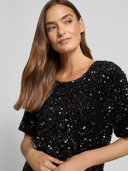 VILA Blusenshirt mit Paillettenbesatz Modell 'FAITH' Black 3