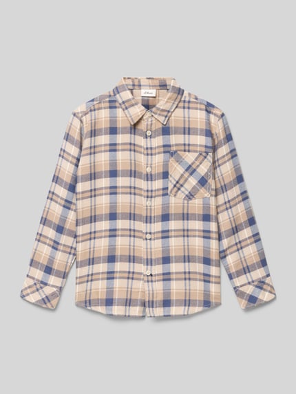 s.Oliver RED LABEL Koszula casualowa o kroju regular fit z mieszanki bawełny i wiskozy Beżowy 1