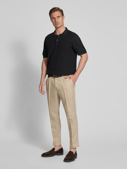 Casual Friday Relaxed Fit Poloshirt mit Strukturmuster Modell 'EDWARD' Dunkelblau 1