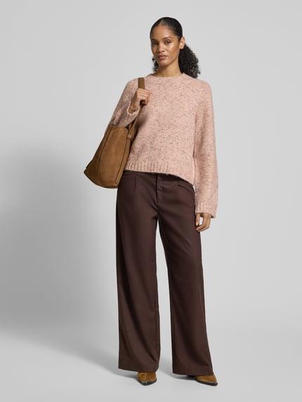 VERO MODA Regular Fit Strickpullover mit Woll-Anteil Modell 'INGRID' Hellrosa Melange 1