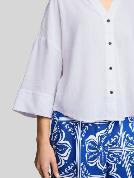 Tom Tailor Oversize Bluse aus Leinen-Viskose-Mix Weiss 3