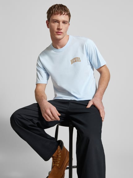 Dickies T-shirt met labelprint, model 'AITKIN' Lichtblauw - 3