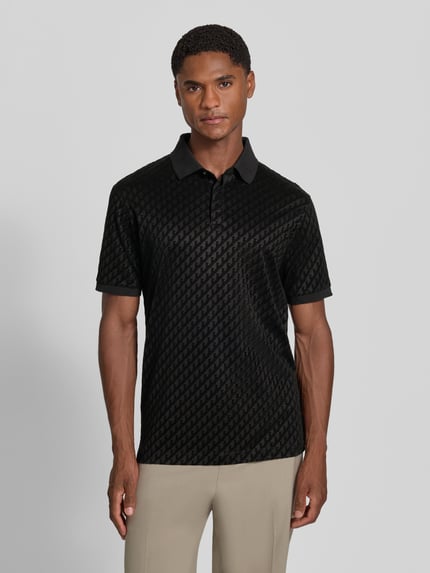 Emporio Armani Regular Fit Poloshirt mit Struktur-Muster Black 4