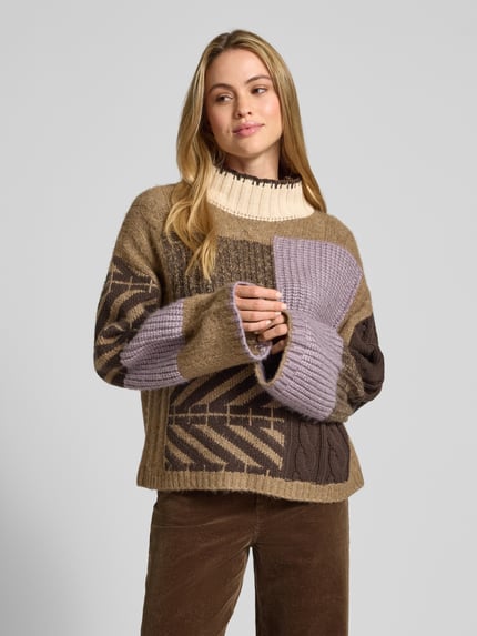 Jake*s Casual Loose fit gebreide pullover met katoen en wol Lavendel - 4