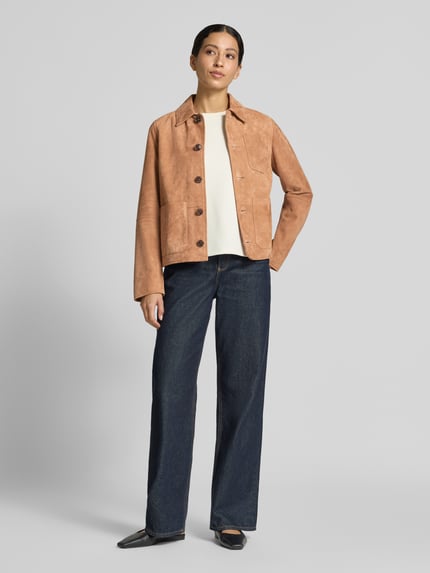 JOOP! Regular Fit Lederjacke mit Umlegekragen Modell 'LUANA' Beige 1