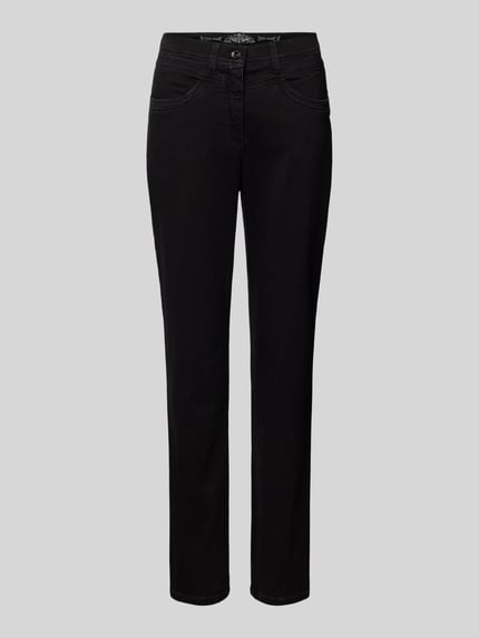 Raphaela By Brax jeans met rechte pijpen met sierstiksels model 'Laura' Zwart - 2