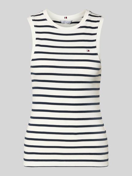Produktfoto, Slim Fit Tank Top aus reiner Baumwolle Modell 'SLIM CODY' von Tommy Hilfiger, Optik: Unifarben, Passform: Slim-Fit, Logo-Stitching, Rundhals, breite Träger, gerippte Struktur.