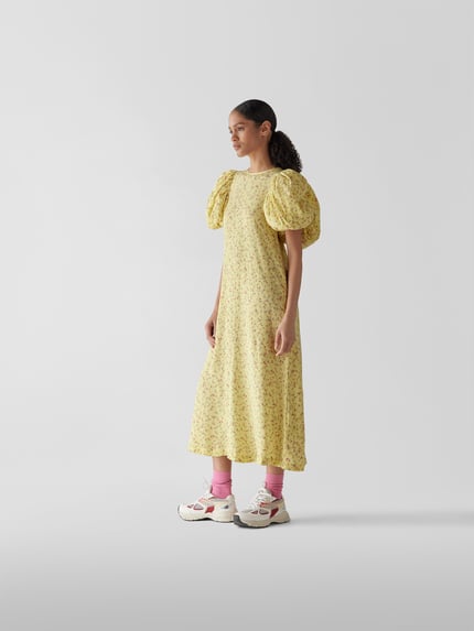 ROTATE Midi-jurk van pure viscose Geel - 4