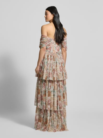 Lace & Beads Abendkleid mit Smok-Detail Rose 5