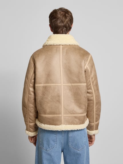 JACK & JONES Jacke in Leder-Optik Modell 'LIVERPOOL AVIATOR' Taupe 5