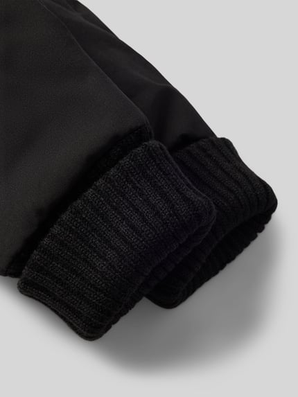 Productfoto, zwarte Heren handschoenen met geribde boord van bugatti, vingerhandschoenen, winddicht, Handschoenen met geribde afsluitingen
