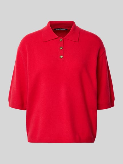 Gebreide shirt van wol-kasjmiermix met polokraag Shop The Look MANNEQUINE