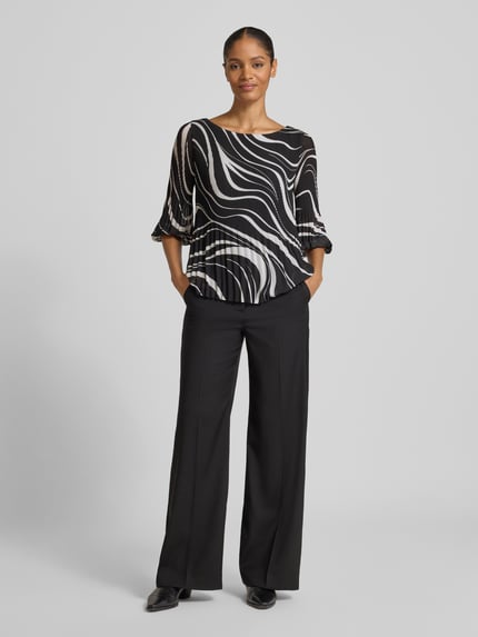 s.Oliver BLACK LABEL Regular Fit Langarmbluse mit Allover-Muster Metallic Black 1