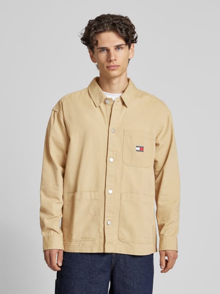 Tommy Jeans Kurtka koszulowa o kroju regular fit z nakładanymi kieszeniami Beżowy 4