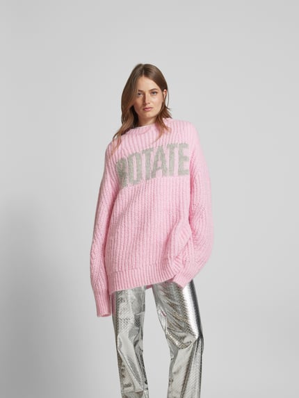 ROTATE Oversized pullover met labelprint Roze - 4